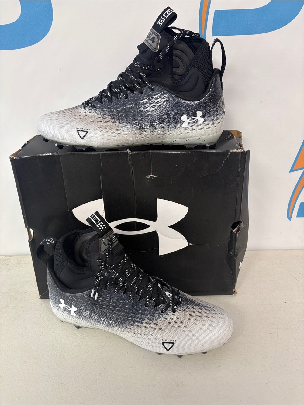 Under Armour Black and White Gradient Football Cleats